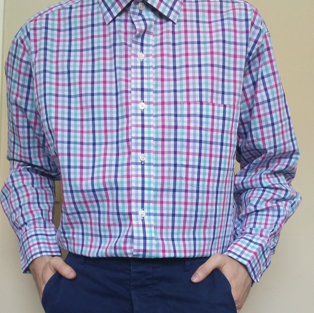 Club Room Performance Colorful Plaid Button-Up